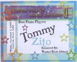 Tommy Zito Lehigh Valley 2008 Best Piano Player  Award